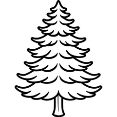  deodar cedar tree line art vector illustration 