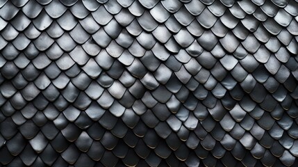 Cold and Raw Fish Scale with a Silver Metallic Sheen on a Black and Grey Background