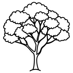 Fototapeta premium crape myrtle tree line art vector illustration 