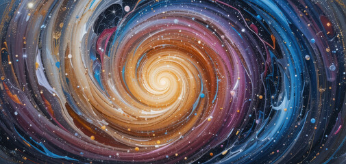 A swirling galaxy of colors representing the cosmos and infinity.