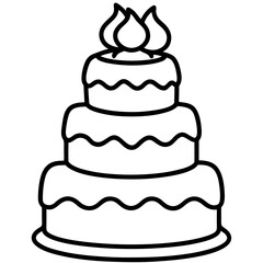 Birthday Cake line art vector illustration 