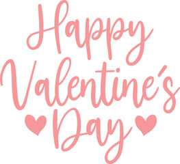 Happy Valentine’s Day typography text on plain white transparent isolated background for card, shirt, hoodie, sweatshirt, apparel, tag, mug, icon, poster or badge