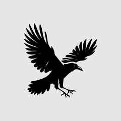 crow bird silhouette spread wings vector