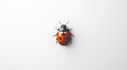 Minimalist close-up of a ladybug on a white background &ndash; ideal for nature, insects, and simplicity concepts