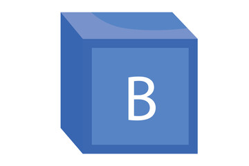 A blue 3D letter B block, a simple educational element for early childhood learning.