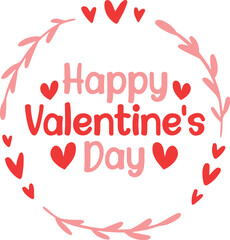 Obraz premium Happy Valentine’s Day typography text on plain white transparent isolated background for card, shirt, hoodie, sweatshirt, apparel, tag, mug, icon, poster or badge