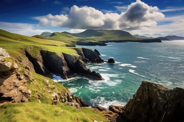 Dingle Peninsula Landscape: Stunning Coastal Views of Beaches, Ocean and Sky