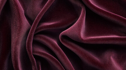 Obraz premium Textured burgundy fabric draped gracefully showcasing its luxurious qualities and softness