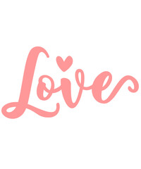 Love valentine typography design on plain white transparent isolated background for card, shirt, hoodie, sweatshirt, apparel, tag, mug, icon, poster or badge