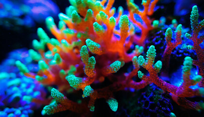 Fototapeta premium Coral reef macro - abstract marine ecosystem background texture