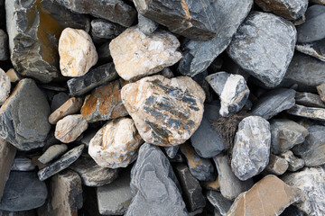 Texture of mountain stones close up view
