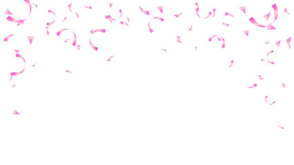 Background shiny pink paper confetti realistic falling isolated. celebration banner