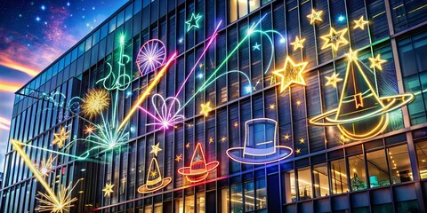 Obraz premium Enchanting Magic Wand Line Art: Whimsical Wizardry & Sparkling Illusions