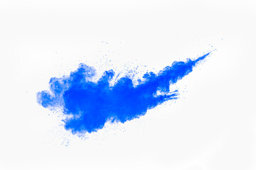 Blue cloud of smoke is floating in the air