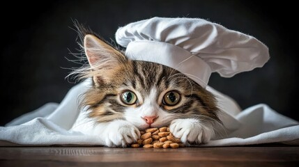 Chef Kitten with Cat Food.