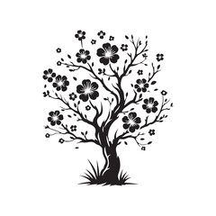 Elegant Cherry Blossom Tree silhouette with delicate flower details - Cherry Blossom silhouette - Cherry Blossom vector - Cherry Blossom illustration - Blossom silhouette - Blossom vector
