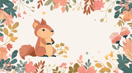 Cute Little Squirrel Baby Shower Cartoon Card Decoration