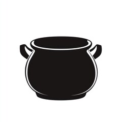 Black cooking pot with handles isolated on white, culinary image for food recipes
