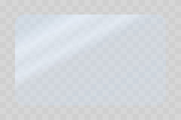 Texture of a rectangular plate with solar reflection. Beautiful realistic reflection, solar reflection on slightly blue glass. Vector stock illustration