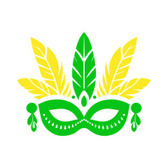 colorful brazilian carnaval mask with feather.