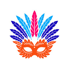 Fototapeta premium colorful brazilian carnaval mask with feather.