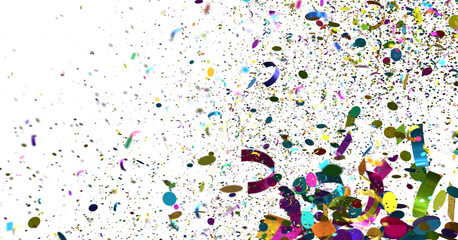 Obraz premium Vibrant confetti explosion ideal for festive backgrounds, celebrations, and party designs. Download now!