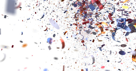 Vibrant confetti bursts in celebration. Perfect for festive backgrounds, party invitations, and celebratory designs.