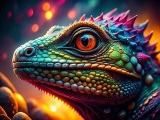 Fantasy Reptile Close-Up: Majestic Scaled Creature with Copy Space