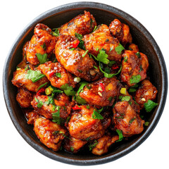 Spicy Deviled Chicken Dish on transparent background