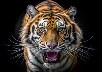 Naklejka premium Fearsome Tiger Leaping - Powerful Wildlife Action Shot