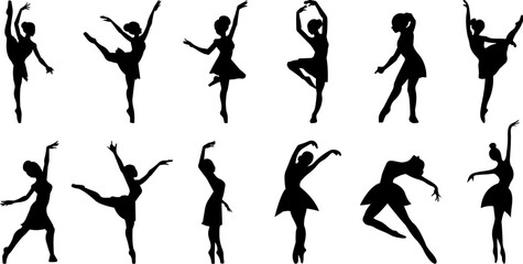 Collection of Women's Ballet Dance Silhouettes.