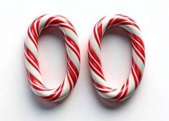 Fototapeta premium Festive Candy Cane Numbers: 0-9, Isolated White Background Stock Photo