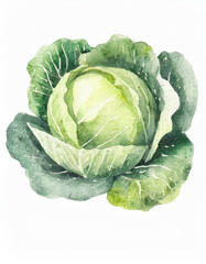 Fototapeta premium Watercolor Painting Of Cabbage