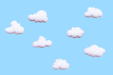 cloudy 3d rendering isolated on blue background, with Clipping path, 3D rendering