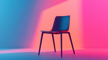 Obraz premium Neon Chair: A Minimalist Study in Pink and Blue