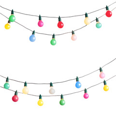 Christmas lights string colorful decoration isolated on transparent background