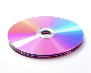 DVD Disk. Compact Storage Media in Colours with Blank Laser Beam on White Background. Perfect for Archiving Data or Media Storage