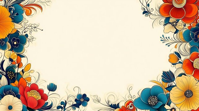 A vibrant doodle border design ideal for Black History Month events, invitations, or educational materials, featuring cheerful floral motifs and playful colors.