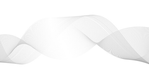 Smooth flowing dynamic black wave lines isolated on white background,Modern grey wave on white background,Frequency sound wave lines and twisted curve lines,