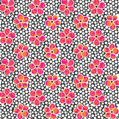 Flower and dot Design Pattern, Fabric Print, Wallpaper, Background.