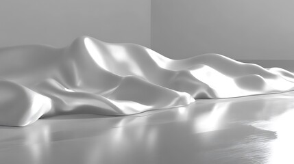 Draped Fabric Creates Abstract White Landscape
