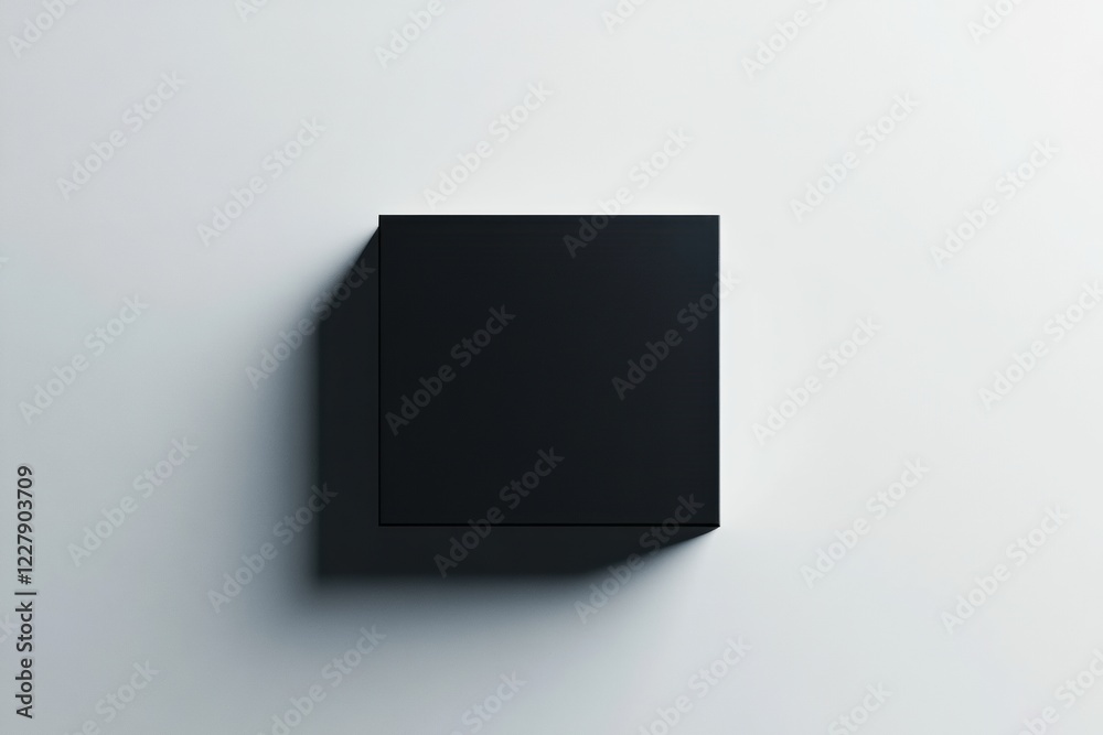 Poster Minimalist black square box casting a shadow on a light background in a contemporary setting. Generative AI