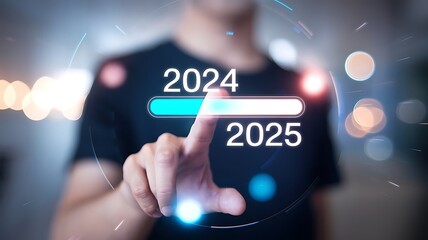 Digital Timeline Transition from 2024 to 2025 – Futuristic Progress Concept