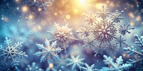 Festive Winter Background: PNG Snowflakes on Right, Copy Space Left