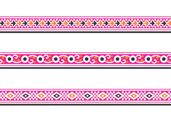 Flower And Geometric Design Border, Fabric Border, Embroidery.