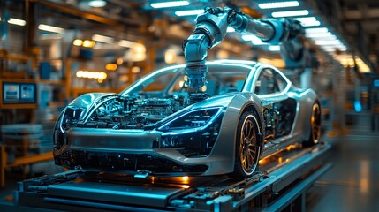 Obraz premium advanced robotics in automotive manufacturing: future of car assembly