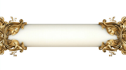 Elegant golden scroll with ornamental designs suitable for invitations or announcements