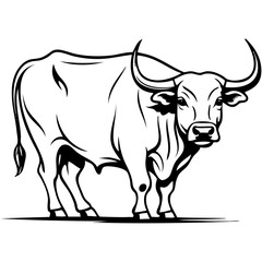 black and white cow. vector illustration. 
