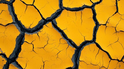 Cracked Dry Landscape Under Intense Sunlight in Desert Environment