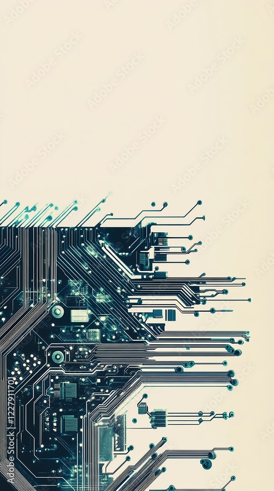 Wall mural abstract representation of digital circuit board design with lines